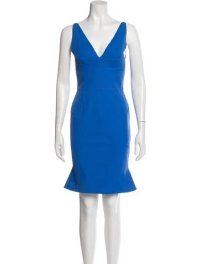 Pre-owned Roland Mouret V-neck Mini Dress In Blue