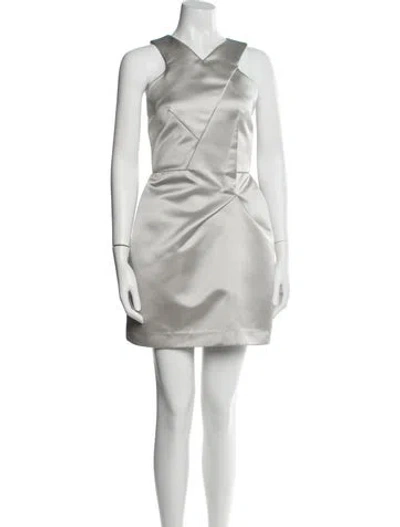 Pre-owned Roland Mouret V-neck Mini Dress In Silver