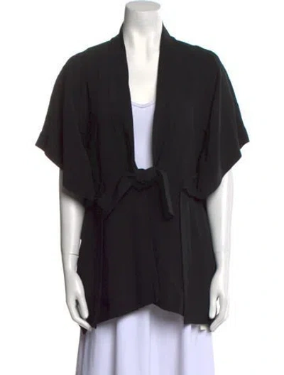 Pre-owned Roland Mouret V-neck Short Sleeve Blouse In Black