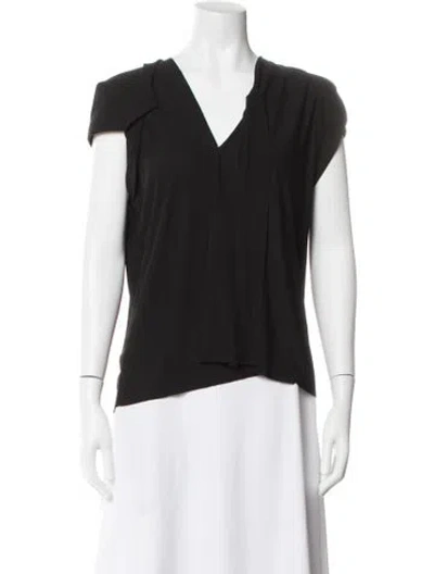 Pre-owned Roland Mouret V-neck Short Sleeve Top In Black