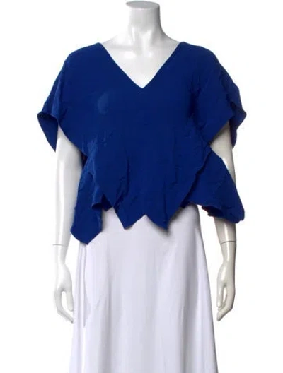 Pre-owned Roland Mouret V-neck Short Sleeve Top In Blue
