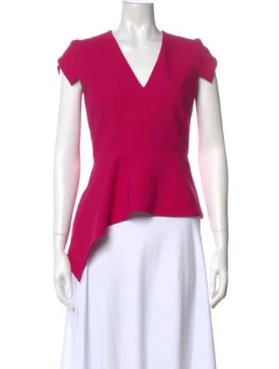 Pre-owned Roland Mouret V-neck Short Sleeve Top In Purple