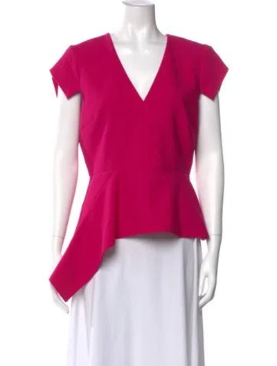 Pre-owned Roland Mouret V-neck Short Sleeve Top In Purple