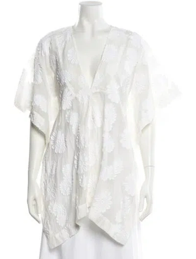 Pre-owned Roland Mouret V-neck Short Sleeve Tunic In White