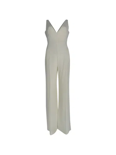 Pre-owned Roland Mouret V-neck Sleeveless Jumpsuit In White