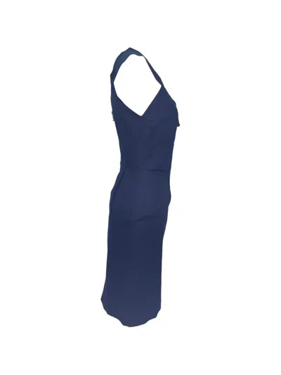 Pre-owned Roland Mouret V-neck Tailored Mini Dress In Blue
