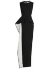 Roland Mouret Womens Monochrome Embellished Wavy-panel Woven Maxi Dress