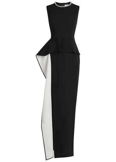 Roland Mouret Waist Drape Crepe Gown In Multi