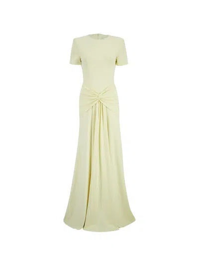 Roland Mouret Waterfall Twist-drape Maxi Dress In Yellow