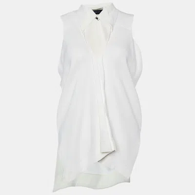 Roland Mouret White Crepe Sleeveless V Neck Top