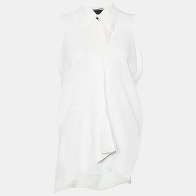 Pre-owned Roland Mouret White Crepe Sleeveless V Neck Top S