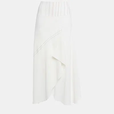 Pre-owned Roland Mouret White Viscose Midi Skirt Size 14