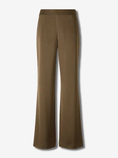Roland Mouret Wide Leg Satin Trousers In Green