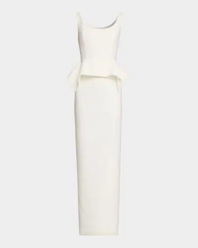 Roland Mouret Wide-neck Peplum Column Gown In White