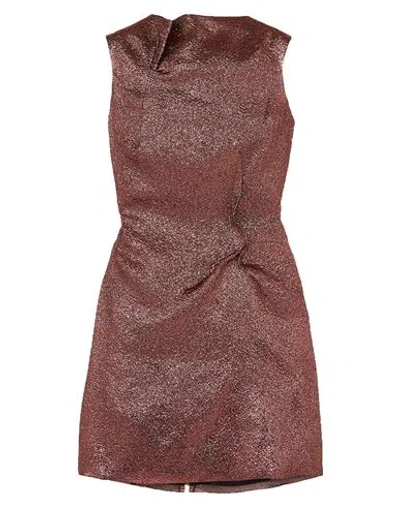 Roland Mouret Woman Mini Dress Brick Size 14 Silk, Polyamide, Metallized Polyamide In Red