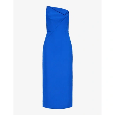 Roland Mouret Womens Blue Strapless Slim-fit Stretch-woven Midi Dress