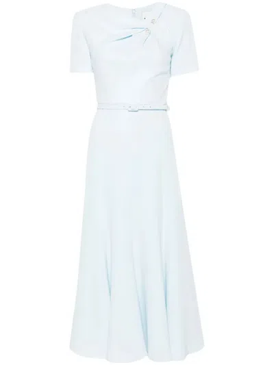 Roland Mouret Women Short Sleeve Heavy Cady Belted Midi Dress