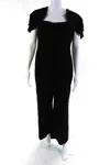 Shop Roland Mouret Womens Black Square Neck Short Sleeve Wide Leg Jumpsuits