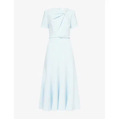 Roland Mouret Womens Cady Pearl-embellished Crepe Midi Dress Blue