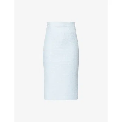 Roland Mouret Womens Regular-fit Boucle Midi Pencil Skirt Blue