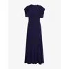 Roland Mouret Womens Navy Cape Sleeveless Woven Maxi Dress In Blue