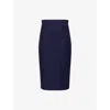 Roland Mouret Womens Navy Column Boucle Midi Skirt In Blue