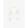 Roland Mouret Womens Cream Peplum Round-neck Stretch-woven Jacket In White