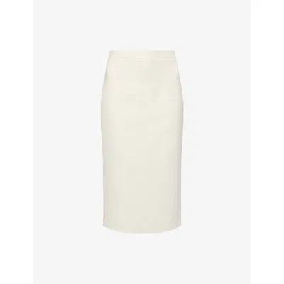 Roland Mouret Womens Cream Split-vent Boucle-knit Midi Skirt In White