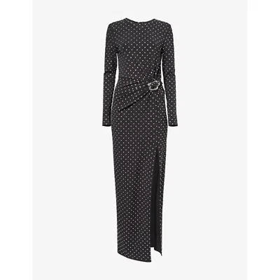 Roland Mouret Womens Grey Diamante Studded Stretch-woven Gown In Black