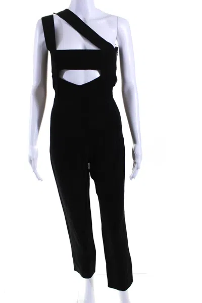 Roland Mouret Womens One Shoulder Sleeveless Slim Leg Jumpsuit Black