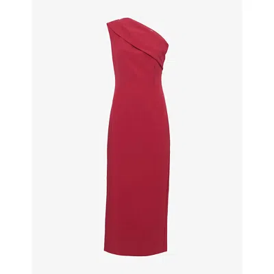 Roland Mouret Womens  Asymmetric Draped Crepe Midi Dress In Red