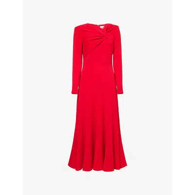 Roland Mouret Womens Cady Removable Shoulder-pads Woven Midi Dress Red