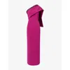 Roland Mouret Womens Embellished-sash One-shoulder Woven Gown Dark Pink In Pink