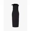 Roland Mouret Womens Black Velvet-fold Corseted Crepe Midi Dress In Black