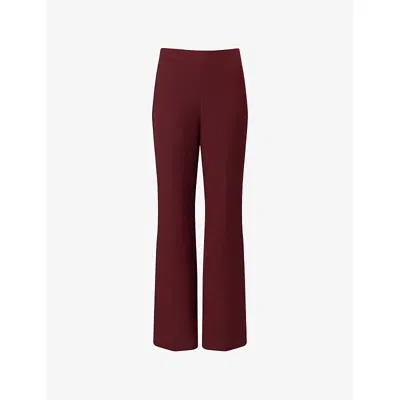Roland Mouret Womens Burgundy Wide-leg Wool And Silk-blend Trousers