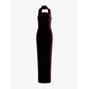 Roland Mouret Womens Mulberry Velvet Corset Stretch-woven Gown In Red