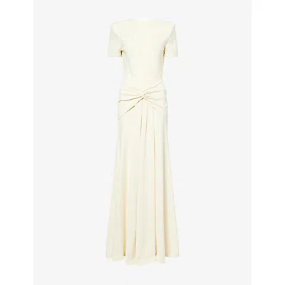 Roland Mouret Womens Yellow Draped Twist Stretch-jersey Maxi Dress In White