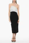 Roland Mouret Wool And Silk Maxi Strapless Ress With Rhinestone Detail In Multi