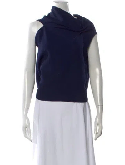Pre-owned Roland Mouret Wool Asymmetrical Top In Blue
