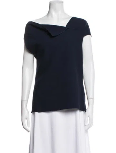 Pre-owned Roland Mouret Wool Asymmetrical Top In Blue