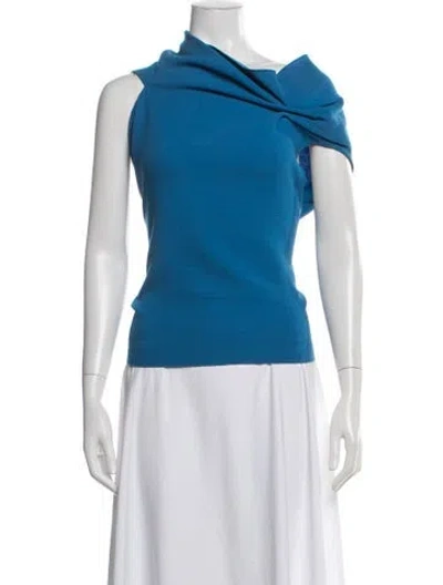 Pre-owned Roland Mouret Wool Asymmetrical Top In Blue