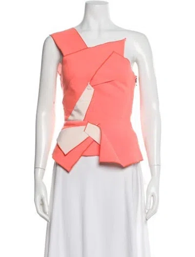 Pre-owned Roland Mouret Wool Asymmetrical Top In Orange