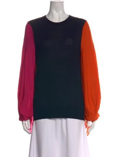 Pre-owned Roland Mouret Wool Colorblock Pattern Top In Black