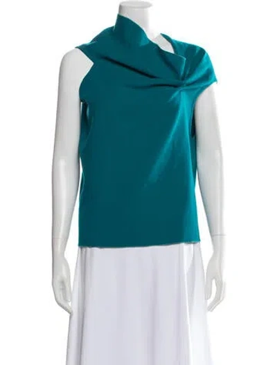Pre-owned Roland Mouret Wool Cowl Neck Top In Blue