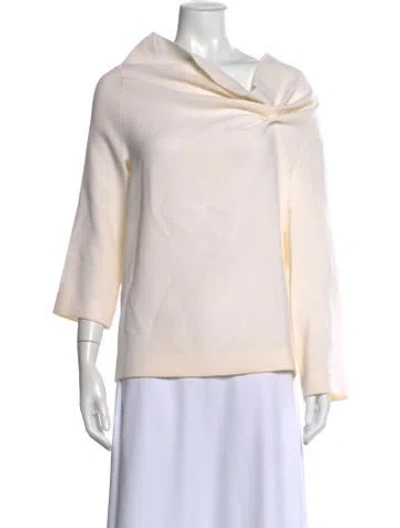 Pre-owned Roland Mouret Wool Cowl Neck Top In Neutral