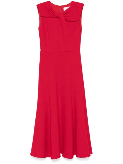 Roland Mouret Bow Sleeveless Wool Crepe Midi Dress In Red