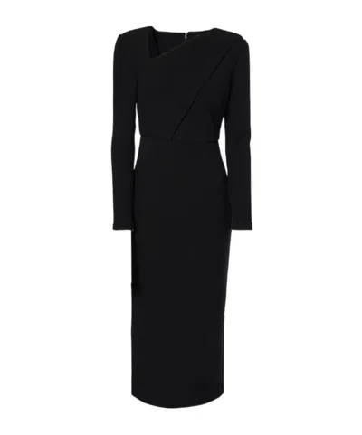 Roland Mouret Wool Crêpe Midi Dress In Black