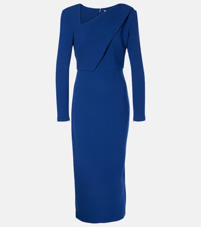 Roland Mouret Wool Crêpe Midi Dress In Blue