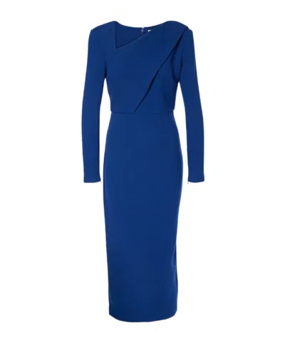 Roland Mouret Wool Crêpe Midi Dress In Blue