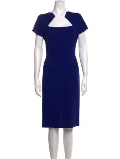 Pre-owned Roland Mouret Wool Knee-length Dress In Black/blue
